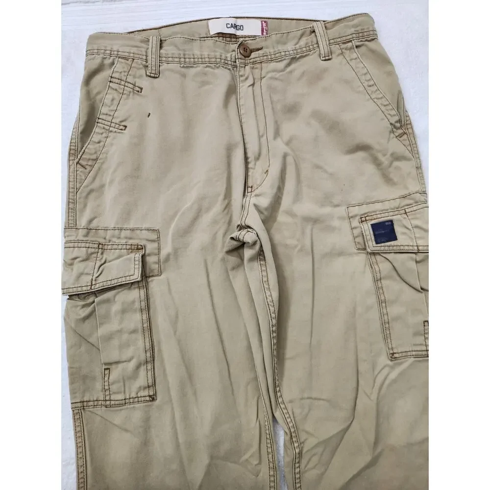 Levis Cargo Pants Mens 36x30 Khaki Utility Loose Straight Distressed Y2K